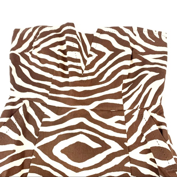 Kate Spade Strapless Brown Zebra Mini Dress Size 0 - Picture 4 of 11